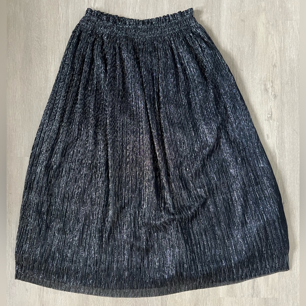 Banana Republic NWT Shimmering Gunmetal Silver Maxi Pull On Skirt Small